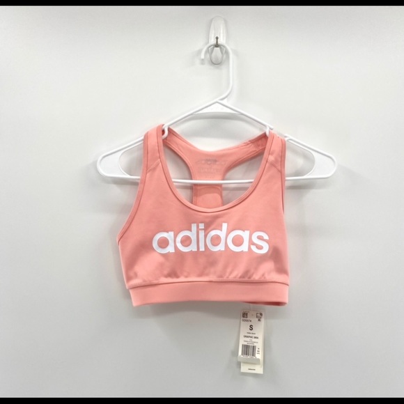Adidas Graphic Bra ‘Glo Pink’ and 3S ‘Black’ Shorts Woman’s Size Large - Picture 2 of 4